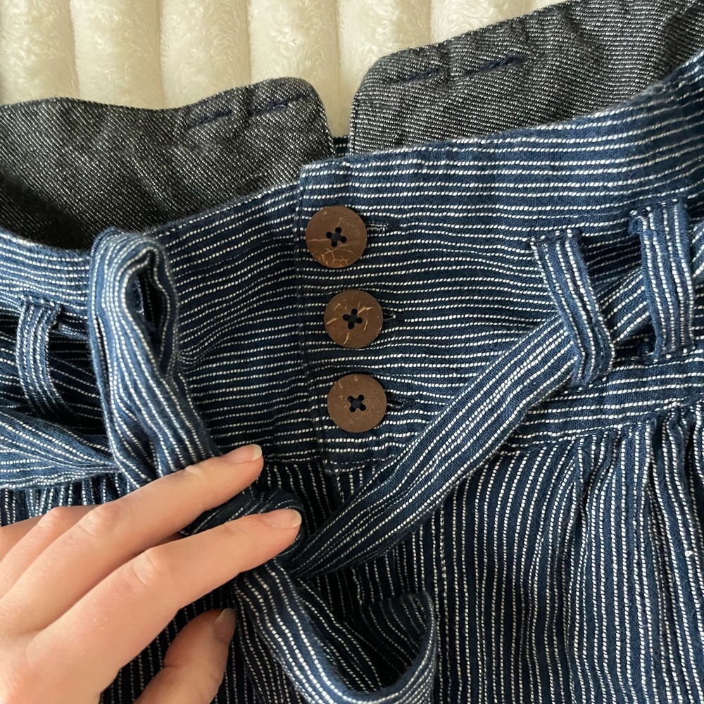 Free People Rumors Striped Blue Paperbag Harlem Waist Pants - Picture 5 of 8